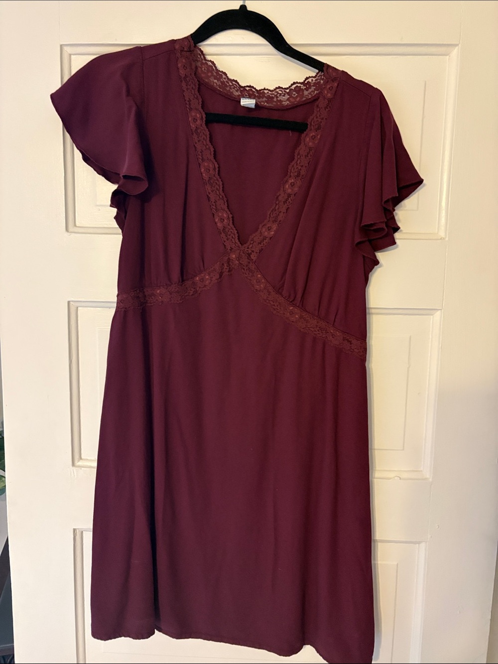 Old Navy Burgundy Lace Trim Mini Dress